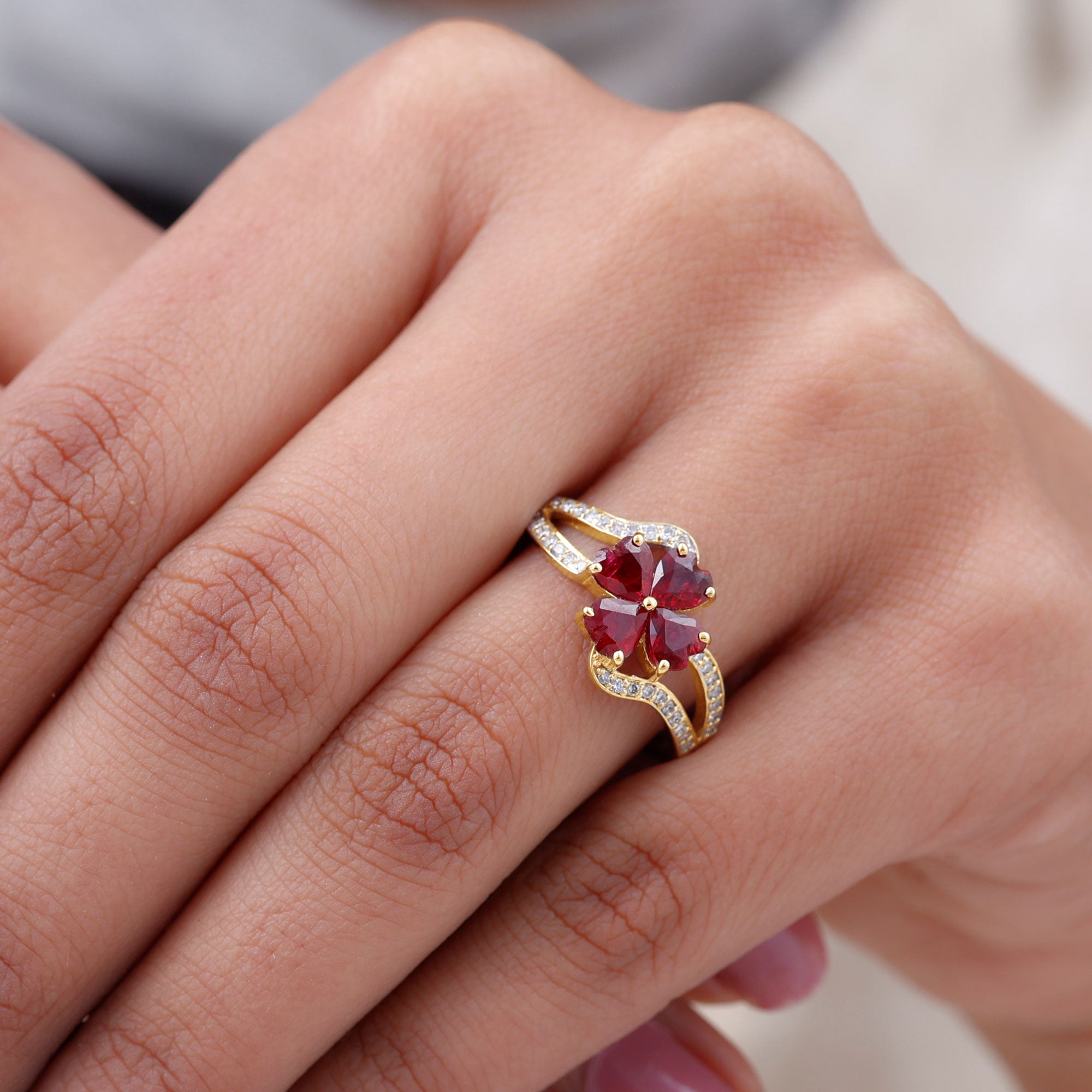 Buy Rose Gold Ruby Ring, Ruby Engagement Ring, Oval Ruby Split Shank Ring  Online in India - Etsy